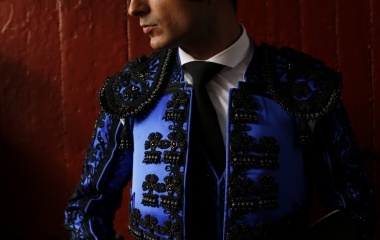 Spanish assistant bullfighter Manuel Rodriguez "Mambru" waits the start a bullfight in Seville, southern Spain