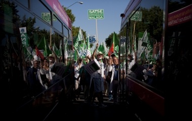 Public sector workers take part in a demonstration against the cuts of their salaries imposed by the Andalusian Regional Government in Seville