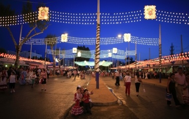 People are seen during the traditional Feria de Abril (April fair) in the Andalusian capital of Seville