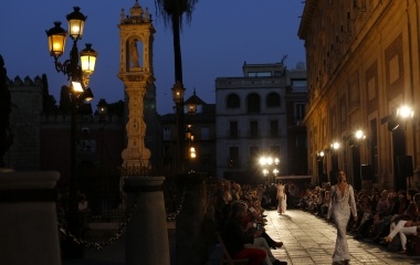 Models present creations by Pablo Lanzarote in the Andalusian capital of Seville, southern Spain