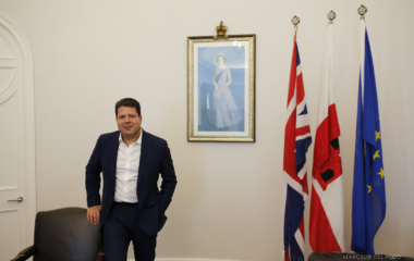 Gibraltar's Chief Minister Fabian Picardo poses for a photograph following an interview in Gibraltar
