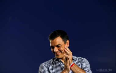 Spanish Socialist Workers' Party (PSOE) leader Pedro Sanchez smiles during the final campaign rally ahead of Spain's June 26 general election in the Andalusian capital of Seville