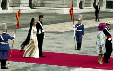 Spanish Crown Prince Felipe (3rd L) is accompanied by his mother Queen Sofia (2nd L) his father king..