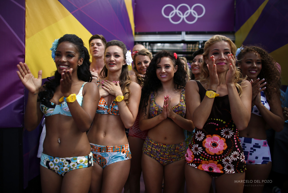 Dancers prepare to perform at Horse Guards Parade during the London 2012 Olympic Games