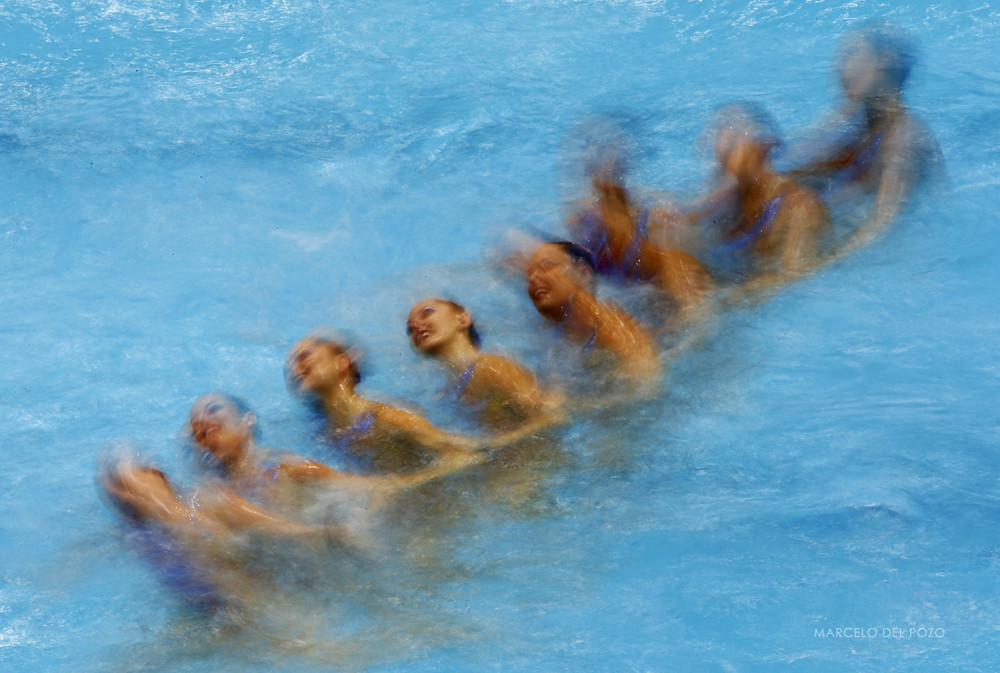 Australia's team perform in the synchronised swimming teams free routine final during the London 2012 Olympic Games at the Aquatics Centr
