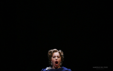 Italy's's mezzosoprano Manuela Custer performs during a rehersal of 'L'Incoronazione di Popea' opera in Maestranza theatre in Seville