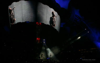 Irish rock band U2 perform during the 360 Degree Tour in Seville